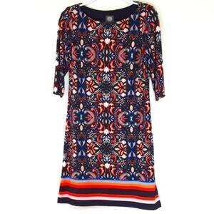 Vince Camuto Womens Sz 4 Fairy Grunge Multicolor Lined Stretch Jersey Dress